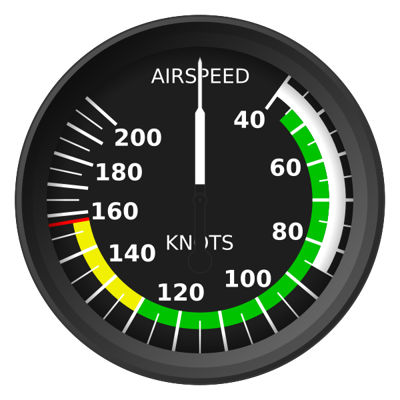 You are beginning your descent into an airfield and have extended a notch of flaps. With reference to the airspeed indicator below, what is the maximum speed at which you can fly the approach?